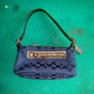 Navy Blue & Brown Coach Mini Purse